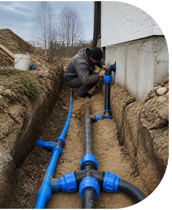 Монтаж наружного водопровода на участке под ключ в Железногорске